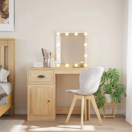 Dressing table with LED lights Sonoma oak 90x42x132.5 cm by vidaXL, Bedroom Dressers - Ref: Foro24-834973, Price: 86,88 €, Di...