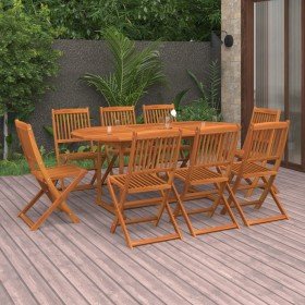 Juego comedor de jardín 9 pzas madera maciza acacia 180x90x75cm