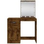Schminktisch mit LED-Leuchten, geräucherte Eiche, 90 x 42 x 132,5 cm von vidaXL, Schlafzimmerkommoden - Ref: Foro24-834975, P...