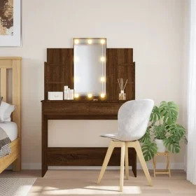 Tocador con luces LED roble marrón 96x40x142 cm de vidaXL, Tocadores para dormitorios - Ref: Foro24-837899, Precio: 93,61 €, ...