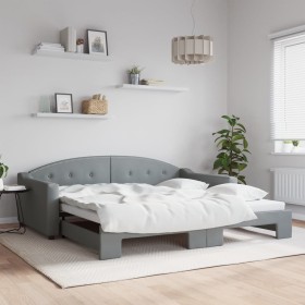 Trundle sofa bed light gray fabric 100x200 cm by vidaXL, Beds and slatted bases - Ref: Foro24-3197535, Price: 265,09 €, Disco...