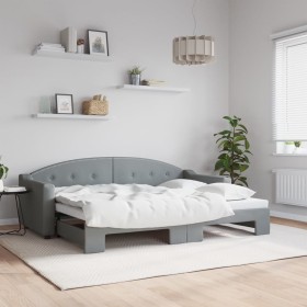 Trundle sofa bed light gray fabric 80x200 cm by vidaXL, Beds and slatted bases - Ref: Foro24-3197525, Price: 249,68 €, Discou...