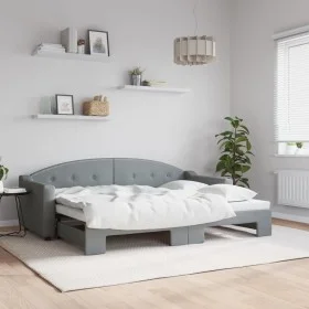 Trundle sofa bed light gray fabric 80x200 cm by vidaXL, Beds and slatted bases - Ref: Foro24-3197525, Price: 248,30 €, Discou...