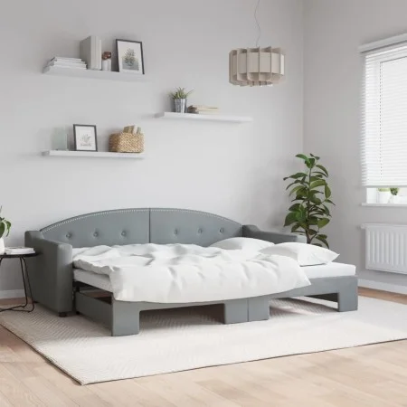 Ausziehbares Schlafsofa aus hellgrauem Stoff, 80 x 200 cm von vidaXL, Betten und Lattenroste - Ref: Foro24-3197525, Preis: 24...