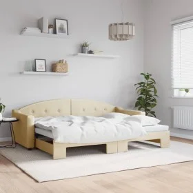 Ausziehbares Schlafsofa, cremefarbener Stoff, 80 x 200 cm von vidaXL, Betten und Lattenroste - Ref: Foro24-3197529, Preis: 24...