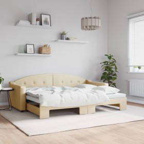 Trundle sofa bed cream fabric 80x200 cm by vidaXL, Beds and slatted bases - Ref: Foro24-3197529, Price: 252,56 €, Discount: %
