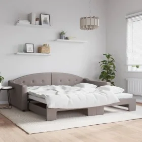 Trundle sofa bed taupe gray fabric 100x200 cm by vidaXL, Beds and slatted bases - Ref: Foro24-3197538, Price: 265,95 €, Disco...