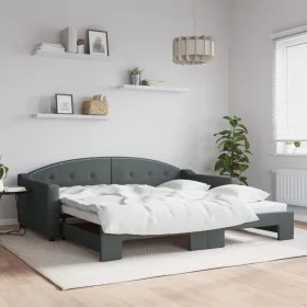 Trundle sofa bed dark gray fabric 100x200 cm by vidaXL, Beds and slatted bases - Ref: Foro24-3197536, Price: 269,24 €, Discou...