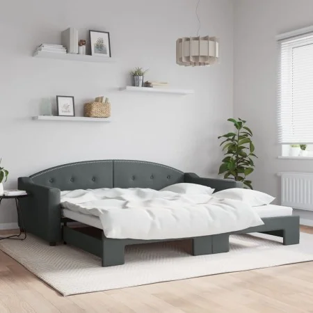 Sofá cama nido tela gris oscuro 100x200 cm de vidaXL, Camas y somieres - Ref: Foro24-3197536, Precio: 269,23 €, Descuento: %
