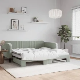 Sofá cama nido terciopelo gris claro 90x190 cm de vidaXL, Camas y somieres - Ref: Foro24-3197076, Precio: 237,08 €, Descuento: %
