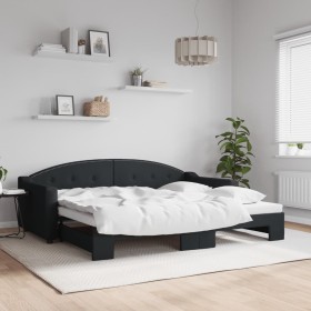 Ausziehbares Schlafsofa aus schwarzem Stoff, 90 x 200 cm von vidaXL, Betten und Lattenroste - Ref: Foro24-3197532, Preis: 258...