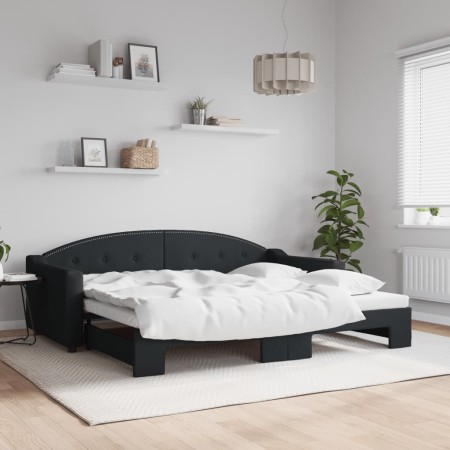 Black fabric trundle sofa bed 90x200 cm by vidaXL, Beds and slatted bases - Ref: Foro24-3197532, Price: 258,94 €, Discount: %