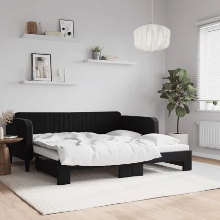 Sofá cama nido terciopelo negro 90x190 cm de vidaXL, Camas y somieres - Ref: Foro24-3197078, Precio: 235,21 €, Descuento: %