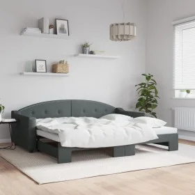 Trundle sofa bed dark gray fabric 90x200 cm by vidaXL, Beds and slatted bases - Ref: Foro24-3197531, Price: 254,64 €, Discoun...