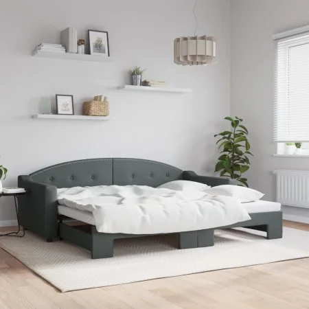 Sofá cama nido tela gris oscuro 90x200 cm de vidaXL, Camas y somieres - Ref: Foro24-3197531, Precio: 254,62 €, Descuento: %