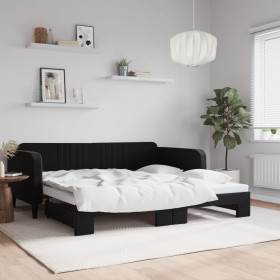 Black velvet trundle sofa bed 100x200 cm by vidaXL, Beds and slatted bases - Ref: Foro24-3197074, Price: 269,18 €, Discount: %