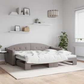 Trundle sofa bed taupe gray fabric 90x200 cm by vidaXL, Beds and slatted bases - Ref: Foro24-3197533, Price: 255,33 €, Discou...
