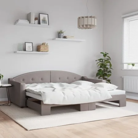 Ausziehbares Schlafsofa, taupegrauer Stoff, 90 x 200 cm von vidaXL, Betten und Lattenroste - Ref: Foro24-3197533, Preis: 255,...