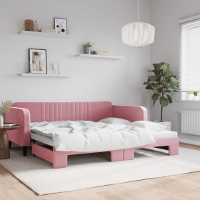 Sofá cama nido terciopelo rosa 100x200 cm