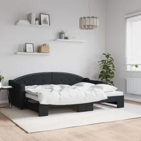 Ausziehbares Schlafsofa aus schwarzem Stoff, 80 x 200 cm von vidaXL, Betten und Lattenroste - Ref: Foro24-3197527, Preis: 247...