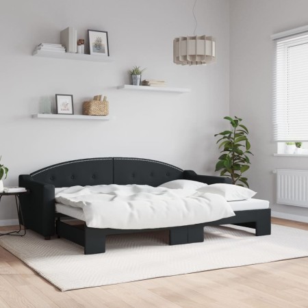 Ausziehbares Schlafsofa aus schwarzem Stoff, 80 x 200 cm von vidaXL, Betten und Lattenroste - Ref: Foro24-3197527, Preis: 250...