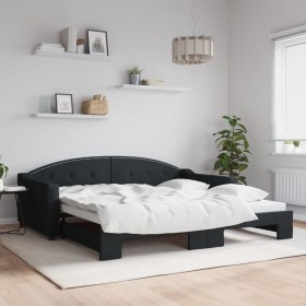 Ausziehbares Schlafsofa aus schwarzem Stoff, 100 x 200 cm von vidaXL, Betten und Lattenroste - Ref: Foro24-3197537, Preis: 26...
