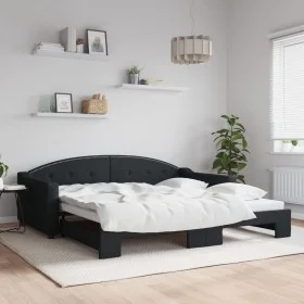 Ausziehbares Schlafsofa aus schwarzem Stoff, 100 x 200 cm von vidaXL, Betten und Lattenroste - Ref: Foro24-3197537, Preis: 26...