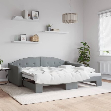 Ausziehbares Schlafsofa aus hellgrauem Stoff, 90 x 190 cm von vidaXL, Betten und Lattenroste - Ref: Foro24-3197540, Preis: 24...