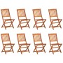 Set comedor de jardín 9 piezas madera maciza acacia 220x90x75cm
