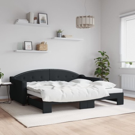 Black fabric trundle sofa bed 90x190 cm by vidaXL, Beds and slatted bases - Ref: Foro24-3197542, Price: 248,52 €, Discount: %