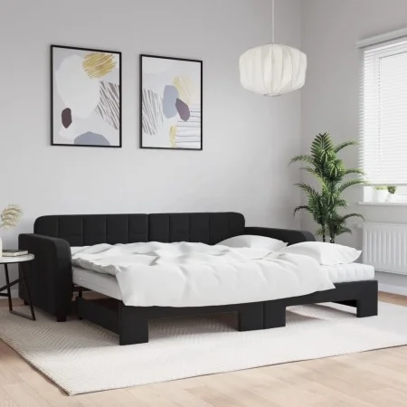 Sofá cama nido con colchón terciopelo negro 90x200 cm de vidaXL, Camas y somieres - Ref: Foro24-3196957, Precio: 449,19 €, De...