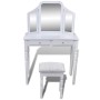 Dressing table with mirror 3 in 1 stool and 2 drawers white by vidaXL, Bedroom Dressers - Ref: Foro24-241003, Price: 162,64 €...