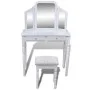 Schminktisch mit Spiegel, 3-in-1-Hocker und 2 Schubladen weiß von vidaXL, Schlafzimmerkommoden - Ref: Foro24-241003, Preis: 1...