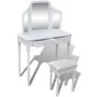 Schminktisch mit Spiegel, 3-in-1-Hocker und 2 Schubladen weiß von vidaXL, Schlafzimmerkommoden - Ref: Foro24-241003, Preis: 1...