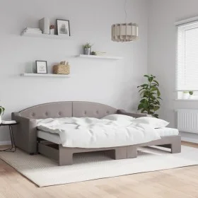 Trundle sofa bed with taupe gray fabric mattress 90x200 cm by vidaXL, Beds and slatted bases - Ref: Foro24-3197551, Price: 44...
