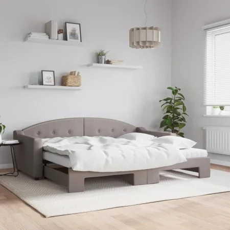 Trundle sofa bed with taupe gray fabric mattress 90x200 cm by vidaXL, Beds and slatted bases - Ref: Foro24-3197551, Price: 44...