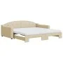 Trundle sofa bed with cream fabric mattress 100x200 cm by vidaXL, Beds and slatted bases - Ref: Foro24-3197557, Price: 432,77...