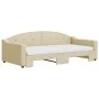 Trundle sofa bed with cream fabric mattress 100x200 cm by vidaXL, Beds and slatted bases - Ref: Foro24-3197557, Price: 432,77...