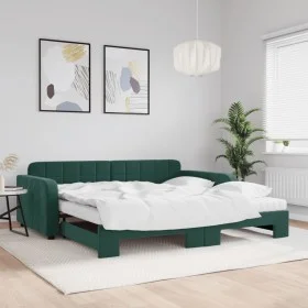 Sofá cama nido con colchón terciopelo verde oscuro 100x200 cm de vidaXL, Camas y somieres - Ref: Foro24-3196962, Precio: 432,...