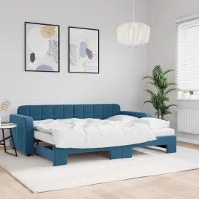 Sofá cama nido con colchón terciopelo azul 80x200 cm de vidaXL, Camas y somieres - Ref: Foro24-3196945, Precio: 428,57 €, Des...
