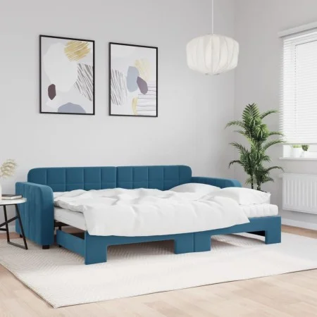 Ausziehbares Schlafsofa mit blauer Samtmatratze 80x200 cm von vidaXL, Betten und Lattenroste - Ref: Foro24-3196945, Preis: 42...