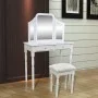 Schminktisch mit Spiegel, 3-in-1-Hocker und 2 Schubladen weiß von vidaXL, Schlafzimmerkommoden - Ref: Foro24-241003, Preis: 1...