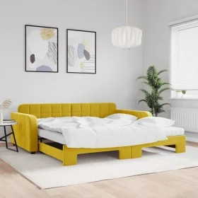 Trundle sofa bed with yellow velvet mattress 100x200 cm by vidaXL, Beds and slatted bases - Ref: Foro24-3196965, Price: 423,8...
