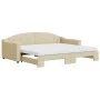 Trundle sofa bed with cream fabric mattress 90x200 cm by vidaXL, Beds and slatted bases - Ref: Foro24-3197552, Price: 441,49 ...