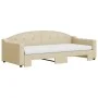 Trundle sofa bed with cream fabric mattress 90x200 cm by vidaXL, Beds and slatted bases - Ref: Foro24-3197552, Price: 441,49 ...