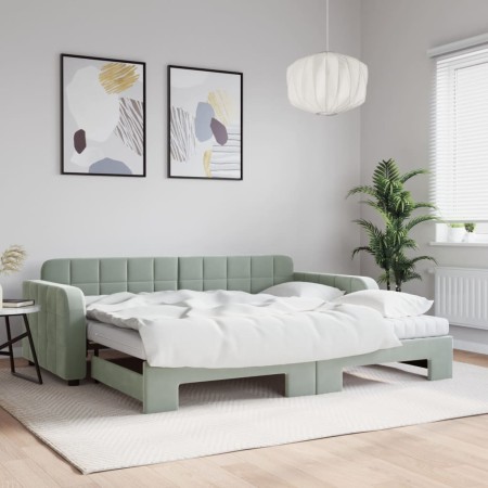 Sofá cama nido con colchón terciopelo gris claro 90x190 cm de vidaXL, Camas y somieres - Ref: Foro24-3196966, Precio: 412,04 ...