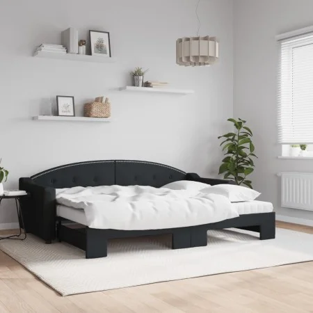Trundle sofa bed with black fabric mattress 80x200 cm by vidaXL, Beds and slatted bases - Ref: Foro24-3197545, Price: 421,03 ...