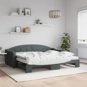 Trundle sofa bed with dark gray fabric mattress 90x200 cm by vidaXL, Beds and slatted bases - Ref: Foro24-3197549, Price: 449...