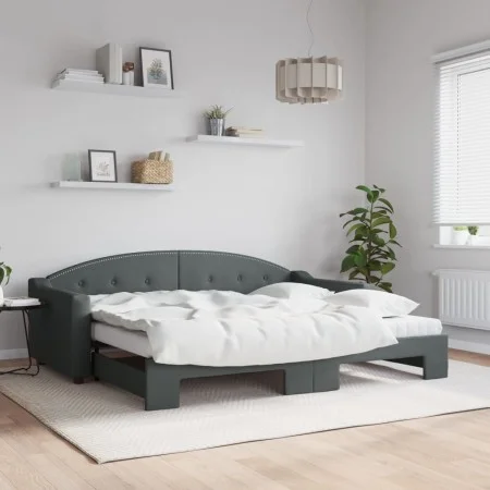 Trundle sofa bed with dark gray fabric mattress 90x200 cm by vidaXL, Beds and slatted bases - Ref: Foro24-3197549, Price: 449...