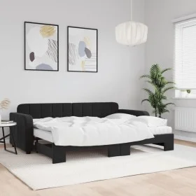 Trundle sofa bed with black velvet mattress 80x200 cm by vidaXL, Beds and slatted bases - Ref: Foro24-3196950, Price: 420,20 ...